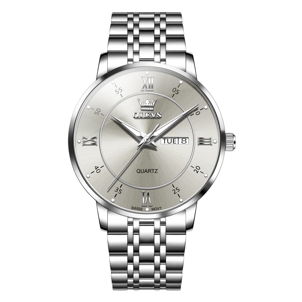 OLEVS Classic Roman Quartz Luminous Dress Watch for Men 3680 - Bright White Watch | Olevs Watch Store