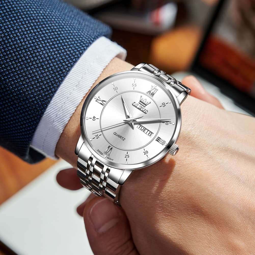 OLEVS Classic Roman Quartz Luminous Dress Watch for Men 3680