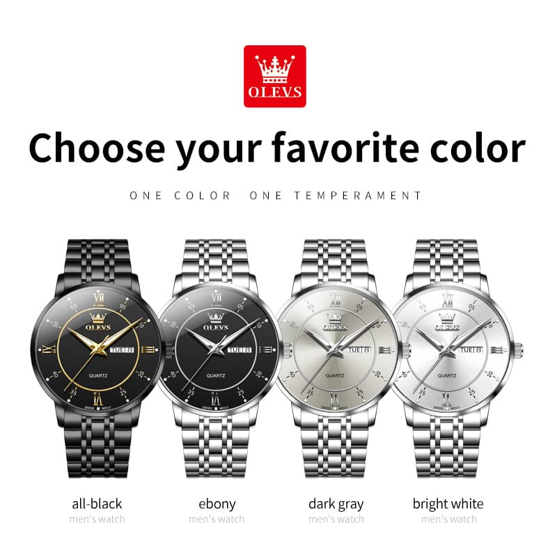 OLEVS Classic Roman Quartz Luminous Dress Watch for Men 3680 - Bright White Watch | Olevs Watch Store