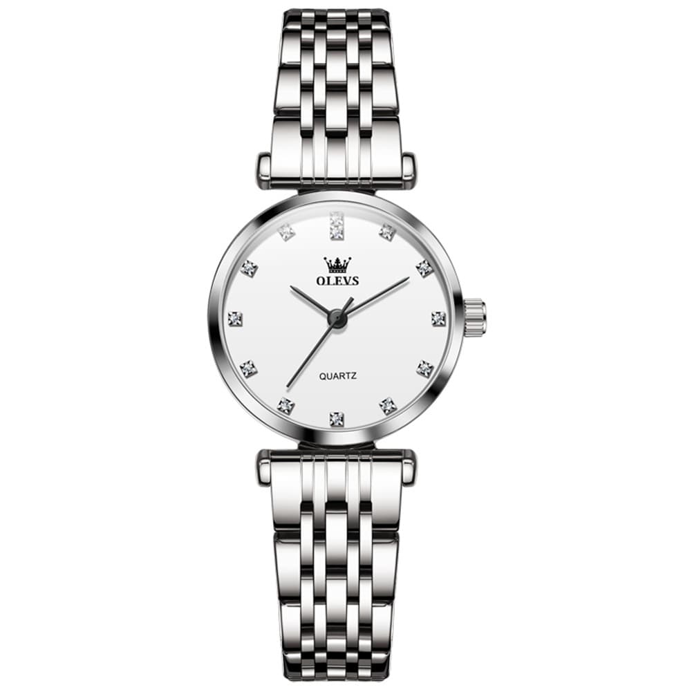OLEVS Couple Watch Faceted Crystal Diamond Marker Stainless Steel Quartz 5596 - Women - All Gold Watch | Olevs Watch Store