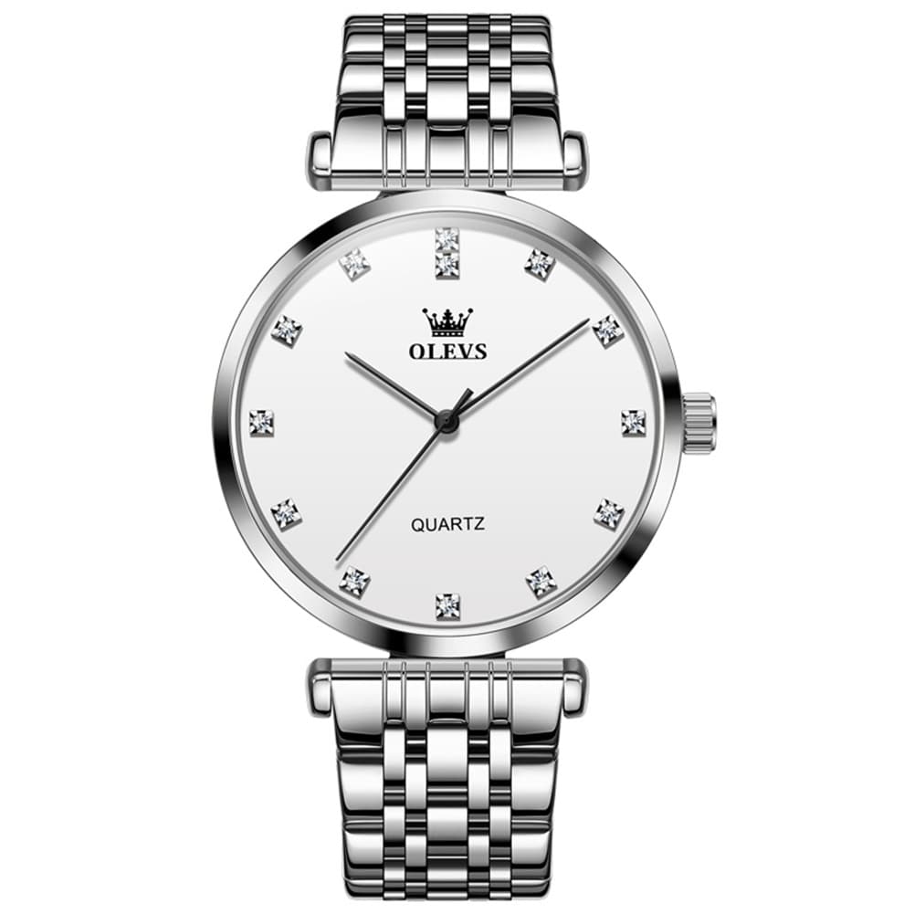OLEVS Couple Watch Faceted Crystal Diamond Marker Stainless Steel Quartz 5596 - Women - All Gold Watch | Olevs Watch Store