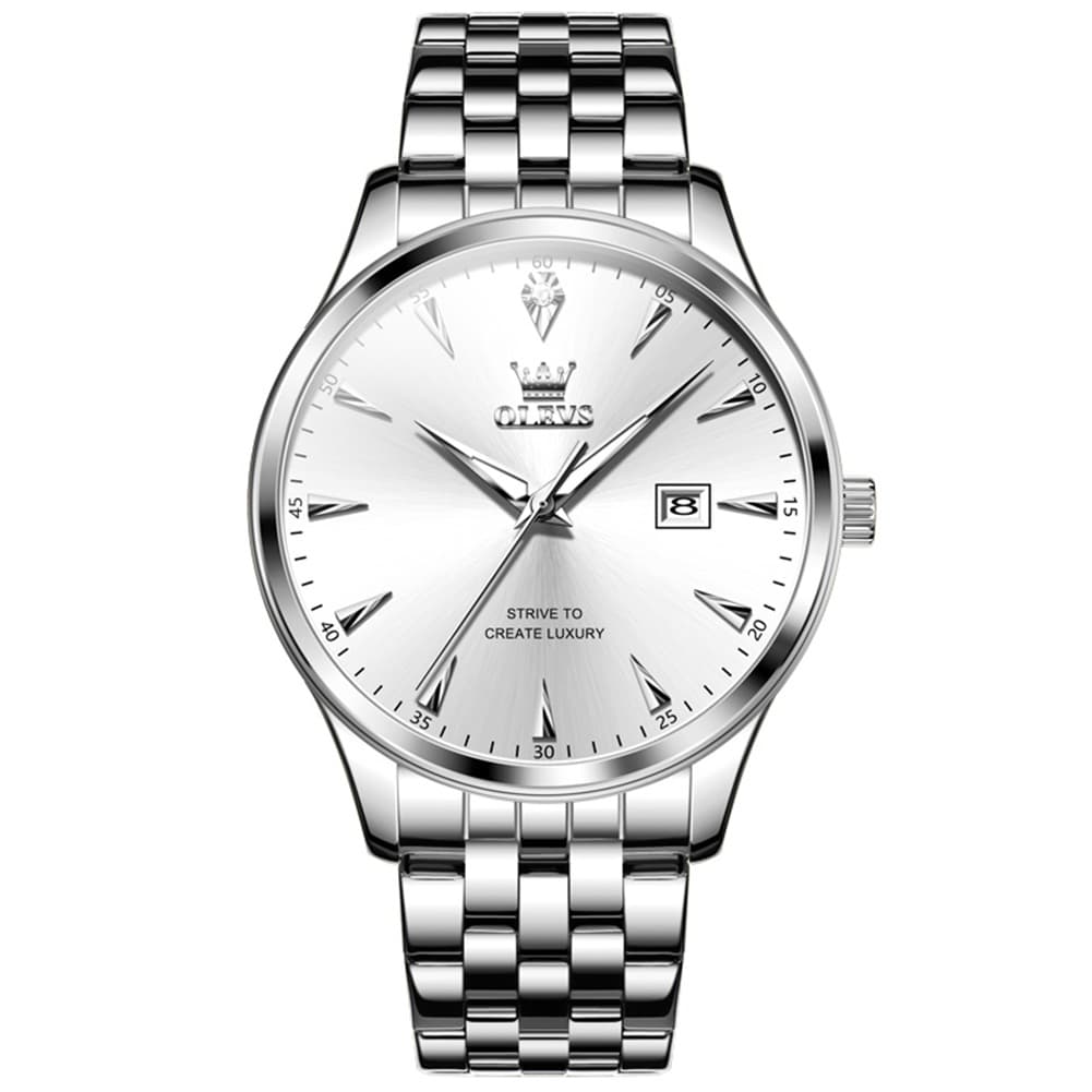 OLEVS Couple Watch Faceted Crystal Two Tone Stainless Steel Date Quartz 5598 - Women - All Gold Watch | Olevs Watch Store