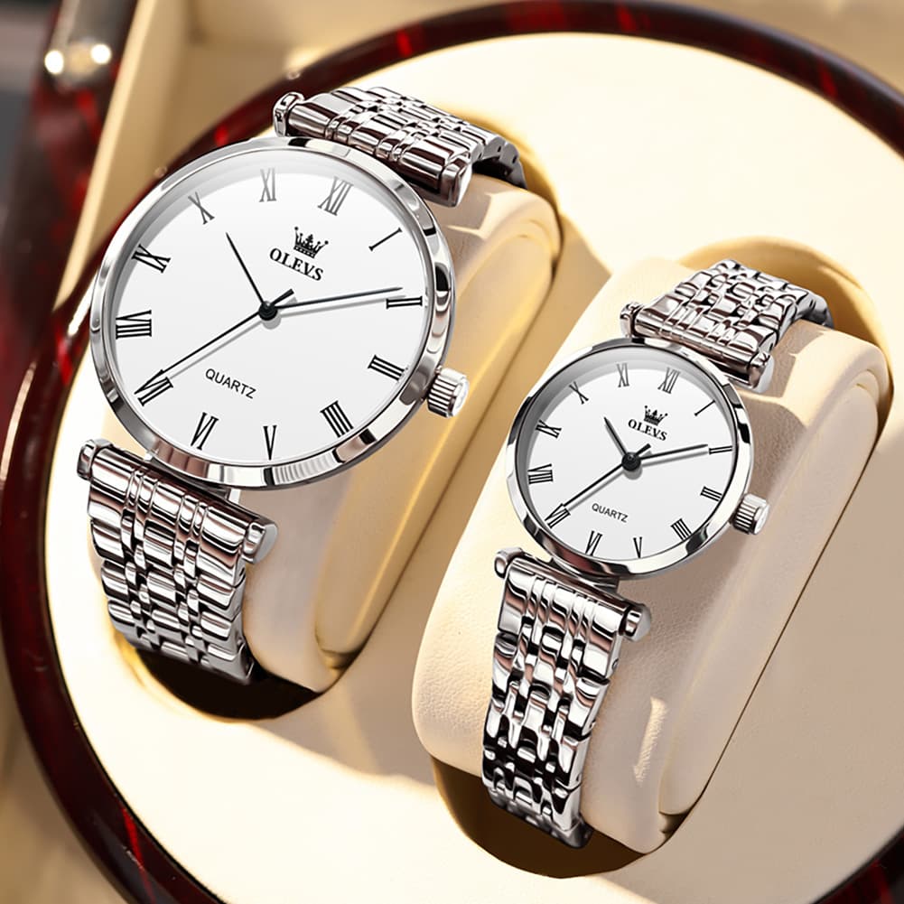 OLEVS Couple Watch Ultra Slim Roman Numerals Stainless Steel Quartz 5592 - Women - Rose Gold Watch | Olevs Watch Store