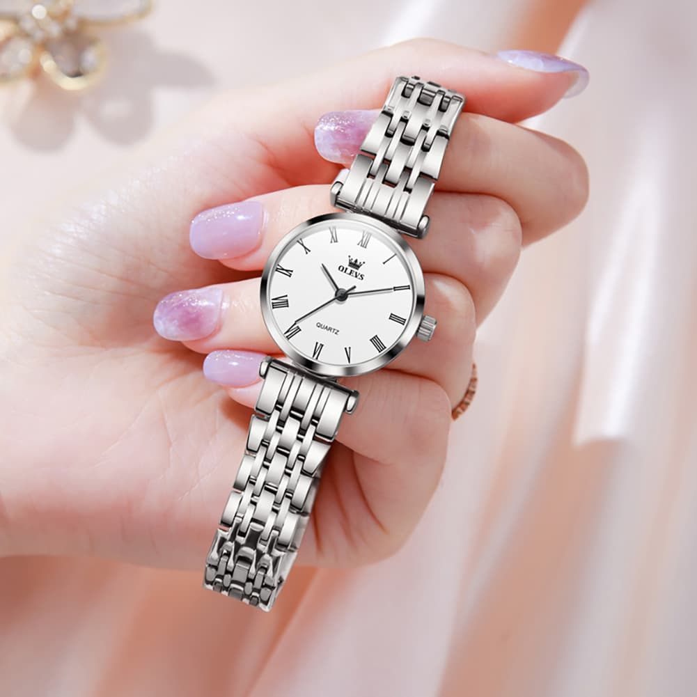 OLEVS Couple Watch Ultra Slim Roman Numerals Stainless Steel Quartz 5592 - Women - Rose Gold Watch | Olevs Watch Store