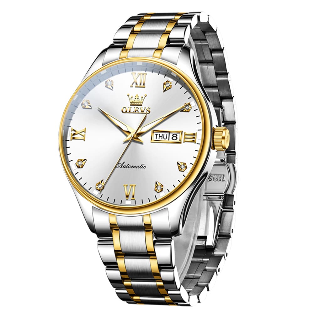 OLEVS Diamond Dial Day Date Automatic Mechanical Watch 9955 for Men - All Gold Watch | Olevs Watch Store