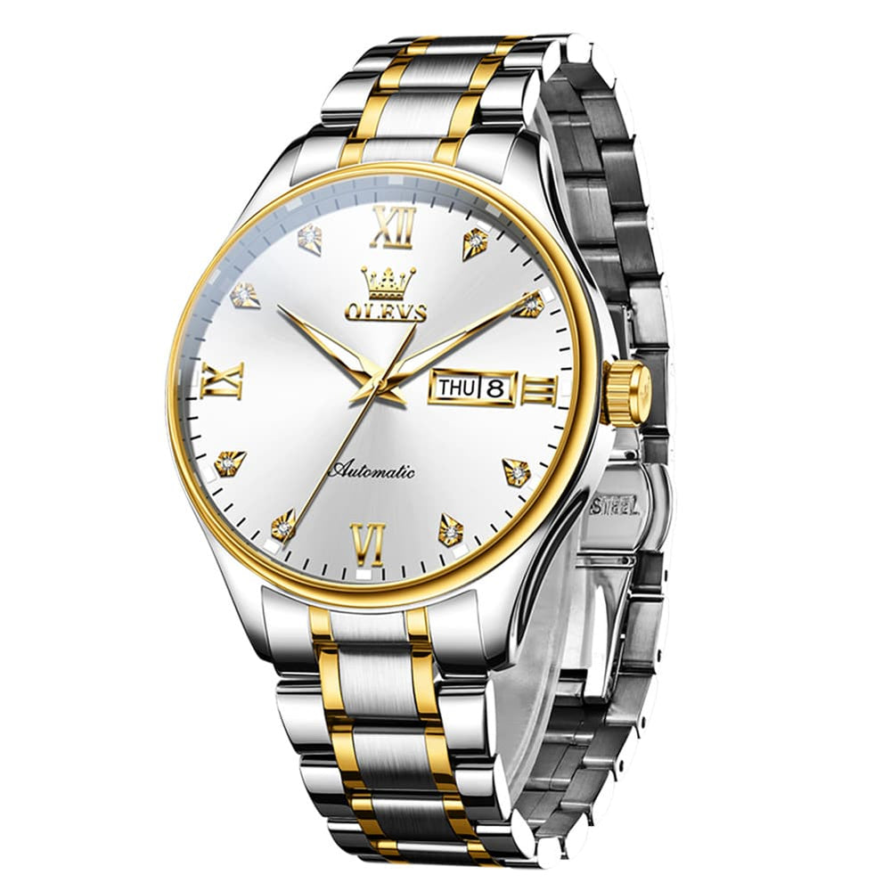 OLEVS Diamond Dial Day Date Automatic Mechanical Watch 9955 for Men - All Gold Watch | Olevs Watch Store