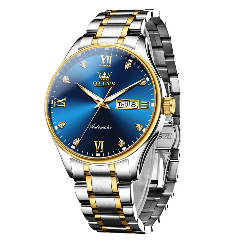 OLEVS Diamond Dial Day Date Automatic Mechanical Watch 9955 for Men - All Gold Watch | Olevs Watch Store