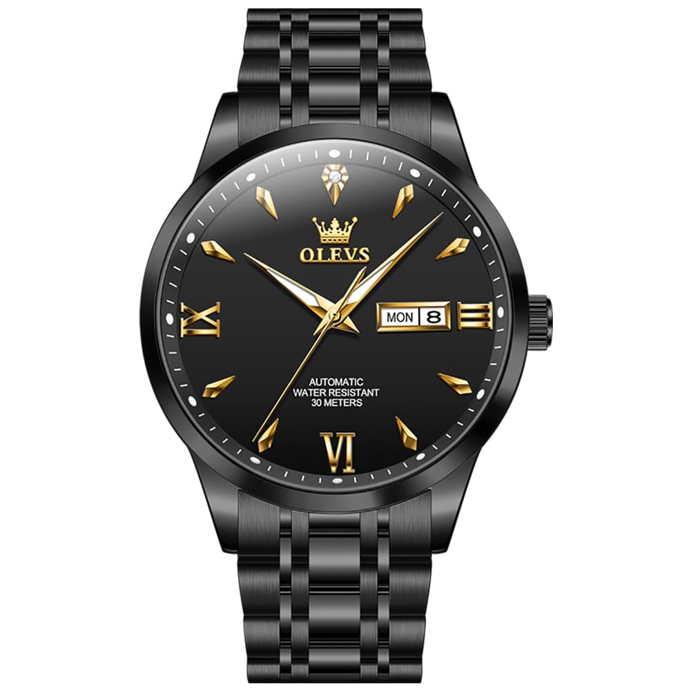 OLEVS Diamond Dial Day Date Automatic Mechanical Watch 9956 for Men - Silver White Watch | Olevs Watch Store