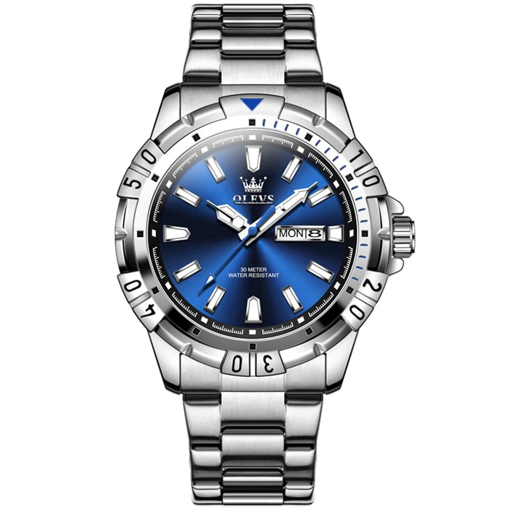 OLEVS Mecha Sport Day Date Watch for Men Stainless Steel 5560 - All Black Watch | Olevs Watch Store