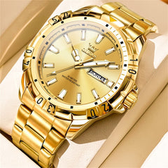 OLEVS Mecha Sport Day Date Watch for Men Stainless Steel 5560 - All Gold Watch | Olevs Watch Store