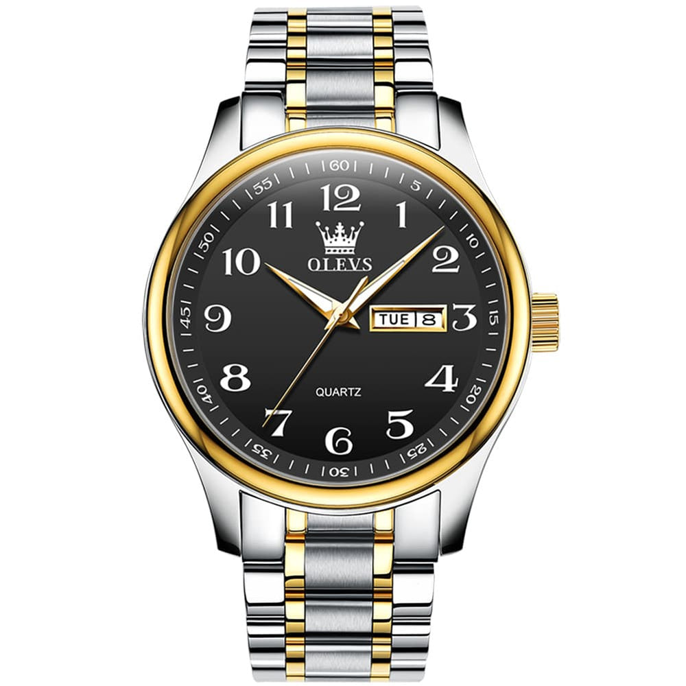 OLEVS Men and Women Couple Watch Stainless Steel Quartz Day Date Arabic Numerals 5567 - Olevs Watch Store