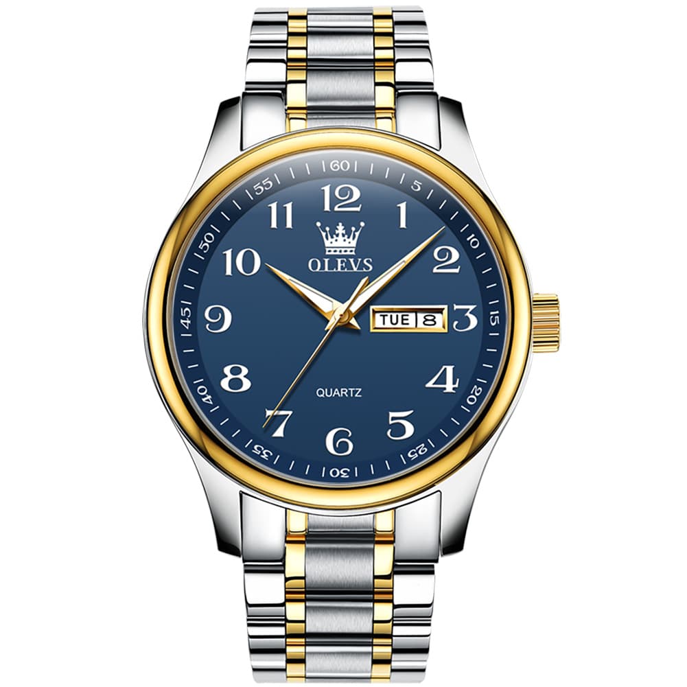 OLEVS Men and Women Couple Watch Stainless Steel Quartz Day Date Arabic Numerals 5567 - Olevs Watch Store