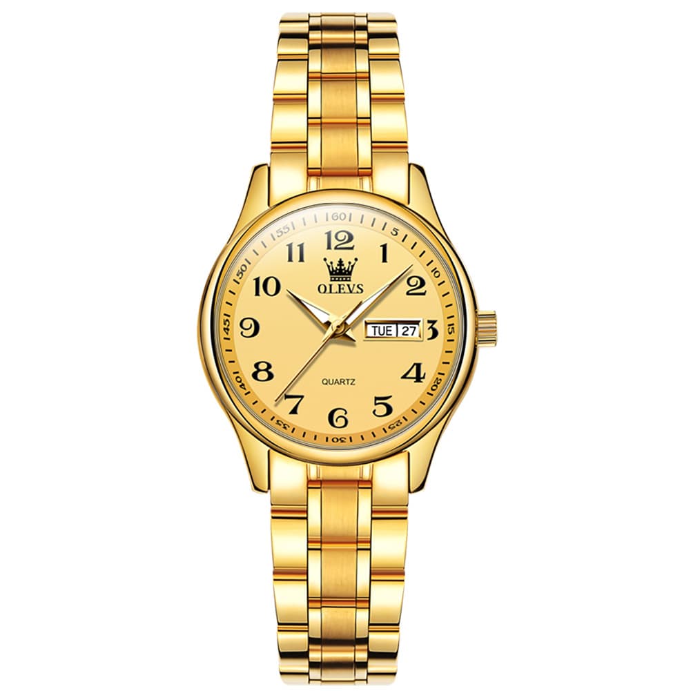 OLEVS Men and Women Couple Watch Stainless Steel Quartz Day Date Arabic Numerals 5567 - Olevs Watch Store