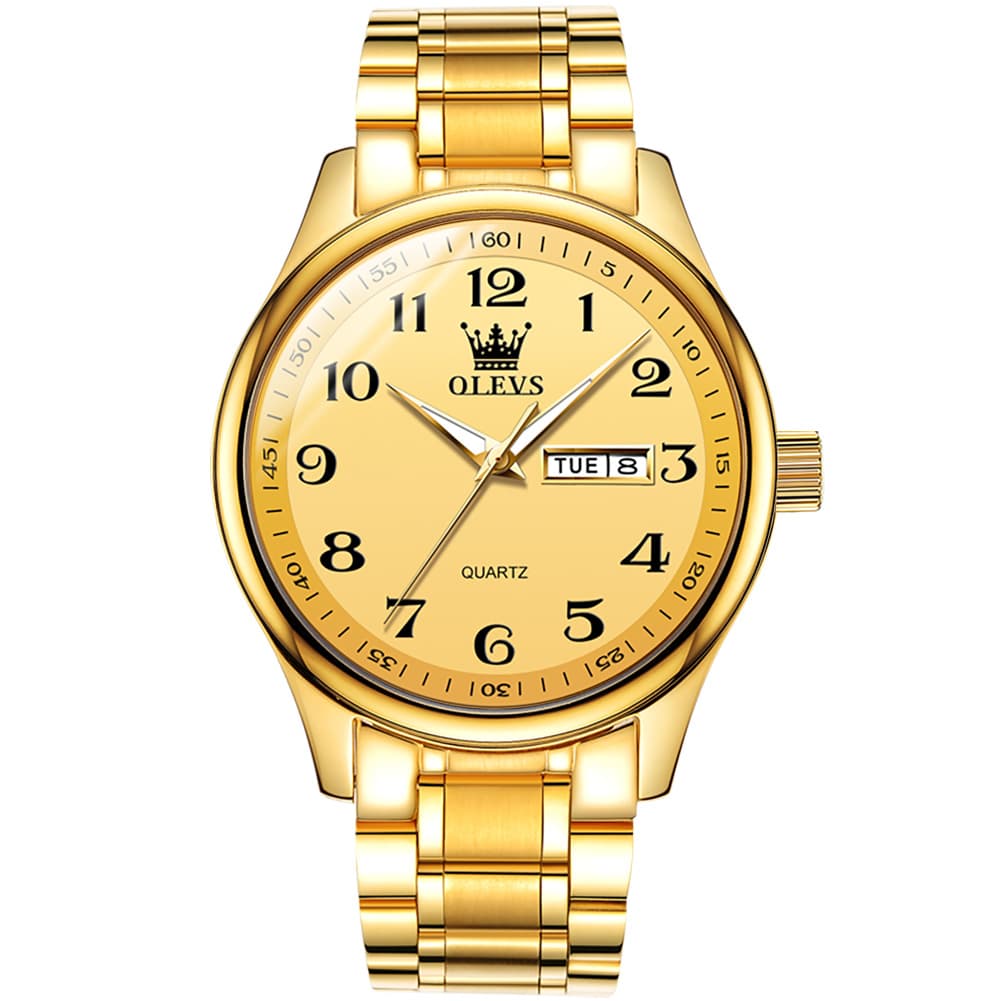 OLEVS Men and Women Couple Watch Stainless Steel Quartz Day Date Arabic Numerals 5567 - Olevs Watch Store