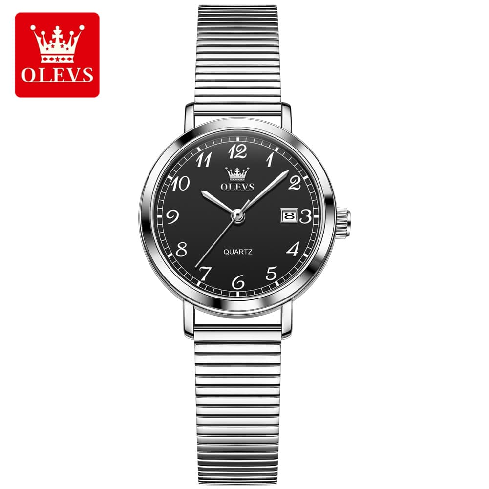 OLEVS Petite Minimalist Mesh Watch with Date 7130 for Women - Silver Pink Watch | Olevs Watch Store