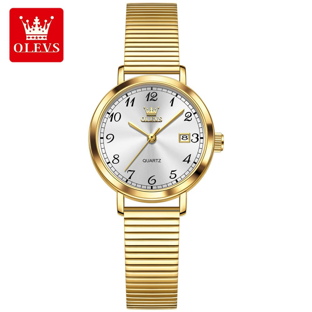 OLEVS Petite Minimalist Mesh Watch with Date 7130 for Women - Silver Pink Watch | Olevs Watch Store