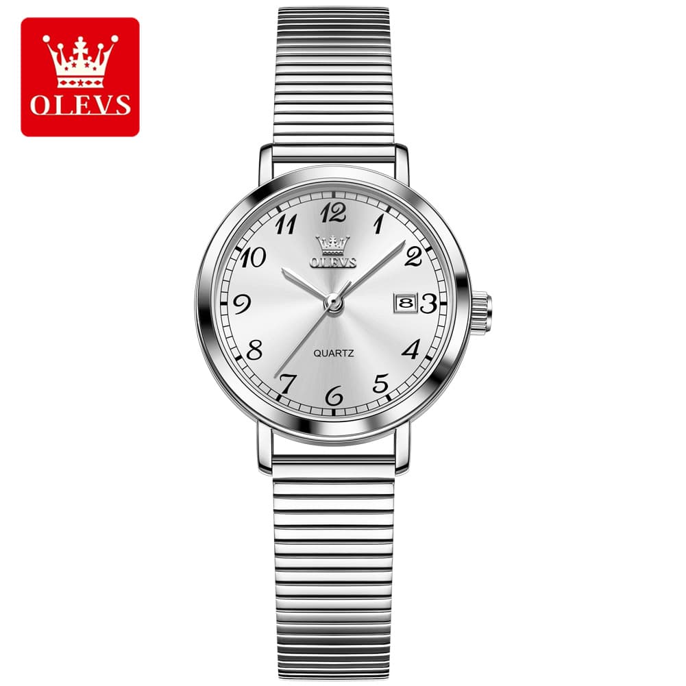 OLEVS Petite Minimalist Mesh Watch with Date 7130 for Women - Silver Pink Watch | Olevs Watch Store