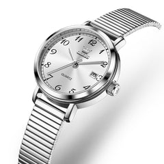 OLEVS Petite Minimalist Mesh Watch with Date 7130 for Women - Silver White Watch | Olevs Watch Store