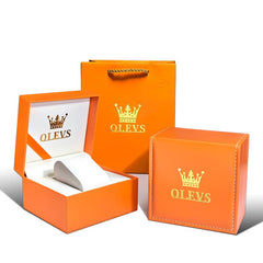 OLEVS Premium Orange Luxury Watch Gift Box and Matching Bag Set - Signature Orange Watch | Olevs Watch Store
