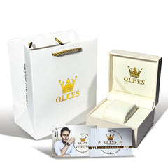 OLEVS Premium White Mechanical Watch Gift Box Set with VIP Cards - Cream White Watch | Olevs Watch Store