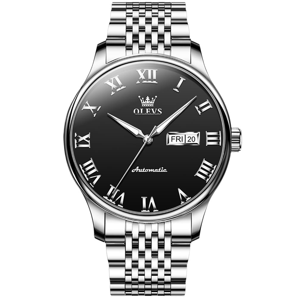 OLEVS Roman Numeral Day Date Automatic Mechanical Watch 9929 for Men - Two Tone White Watch | Olevs Watch Store