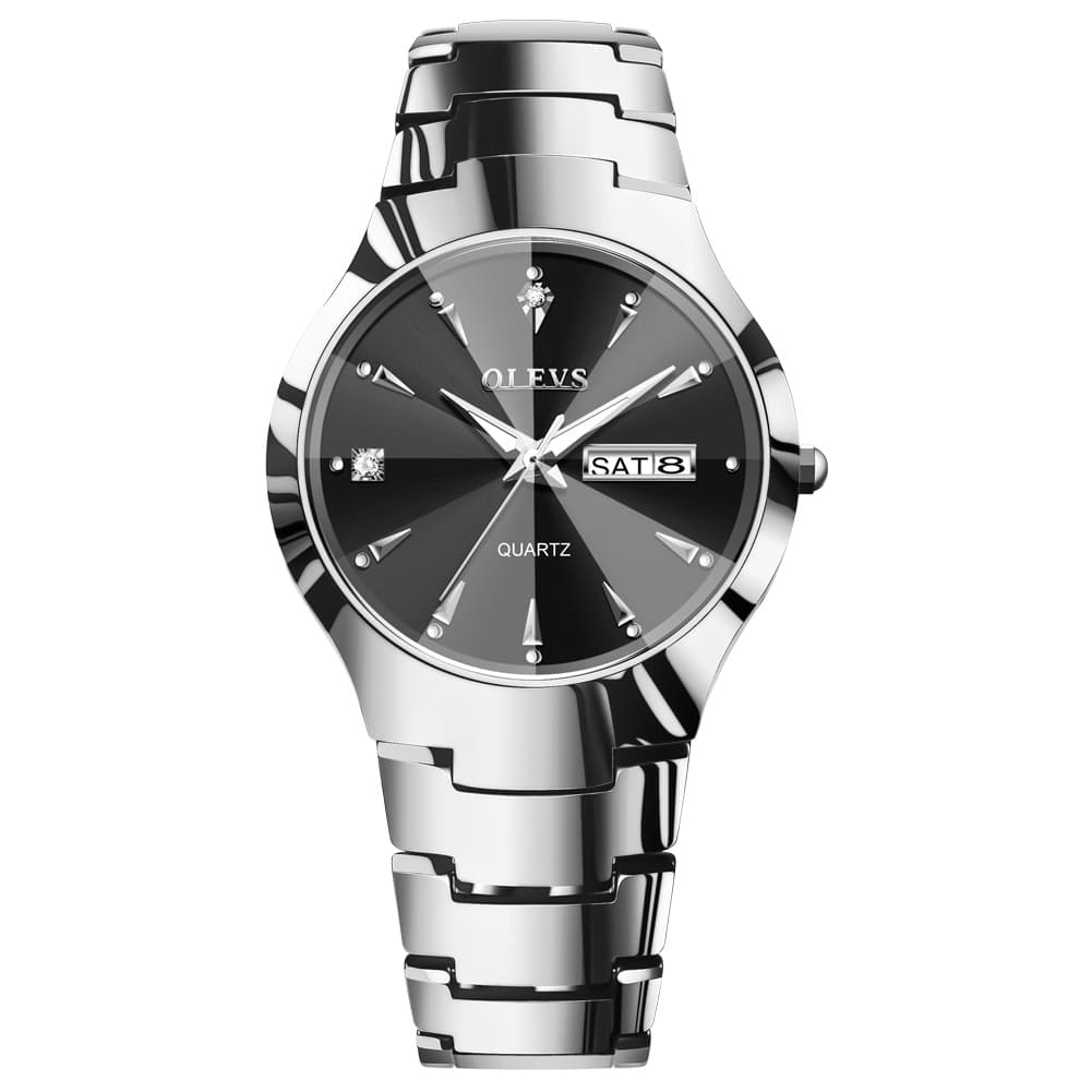 OLEVS Tungsten Steel Ultra Thin Day Date Couple Watch 8697 for Men and Women - Women All Gold Watch | Olevs Watch Store