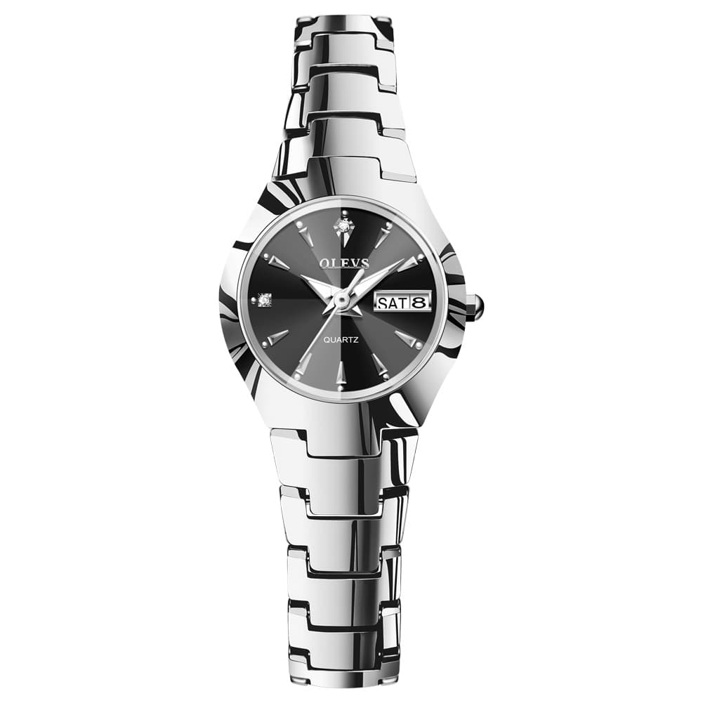 OLEVS Tungsten Steel Ultra Thin Day Date Couple Watch 8697 for Men and Women - Women All Gold Watch | Olevs Watch Store