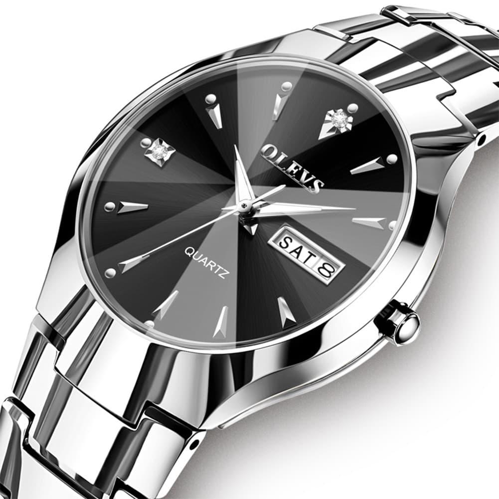 OLEVS Tungsten Steel Ultra Thin Day Date Couple Watch 8697 for Men and Women - Women All Gold Watch | Olevs Watch Store