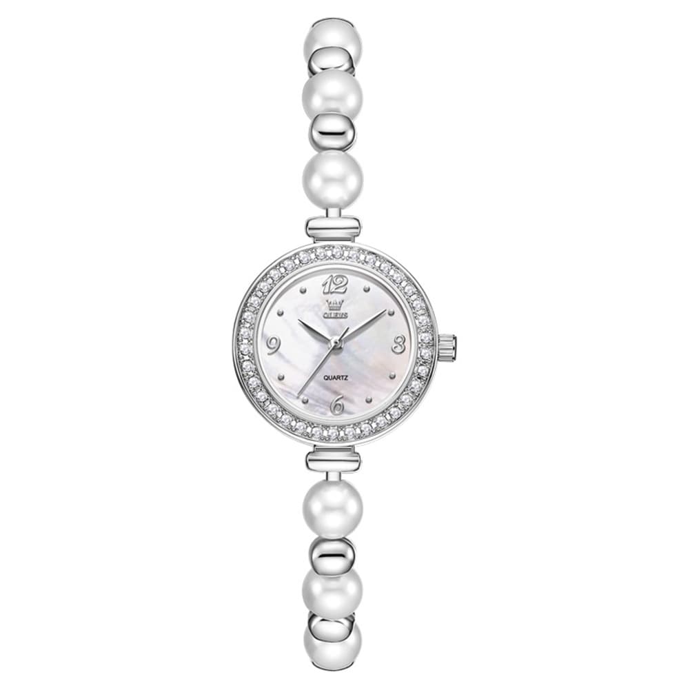 OLEVS Women Pearl Bracelet Watch Diamond Bezel Mother of Pearl Quartz 5640 - Rose Gold White Dial Watch | Olevs Watch Store