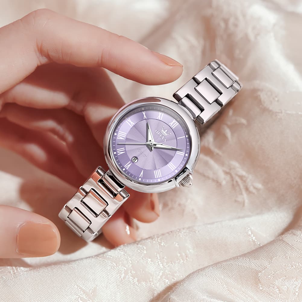 OLEVS Women Roman Numeral Dress Watch Sunray Dial Stainless Steel Date Quartz 5608 - All Rose Gold Watch | Olevs Watch Store