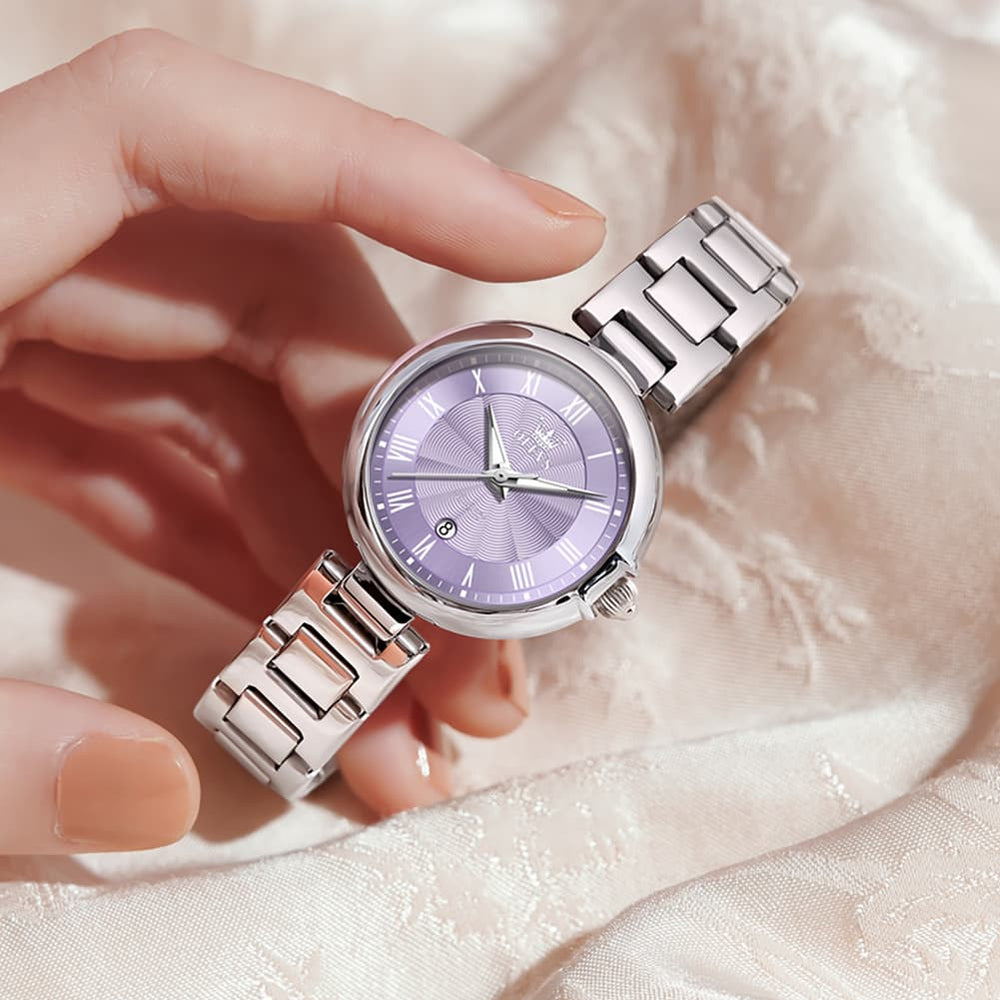OLEVS Women Roman Numeral Dress Watch Sunray Dial Stainless Steel Date Quartz 5608 - All Rose Gold Watch | Olevs Watch Store